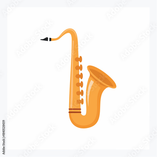 Golden saxophone instrument illustration musical wind instrument for jazz or blues music performances