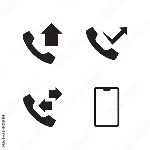 Solid Icon Set Phone Outgoing Home Device