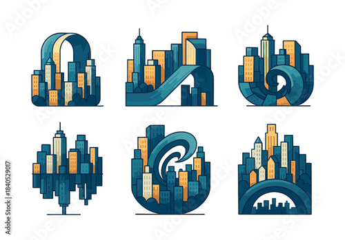 Futuristic city illustration. Futuristic city landscapes