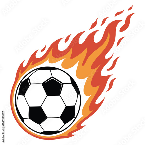 Flaming Soccer Ball Illustration with Fire Trail