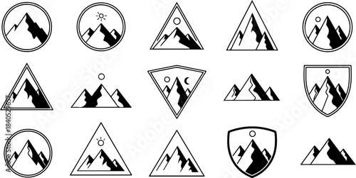 Hand-Drawn Mountain Silhouette Clipart Bundle”