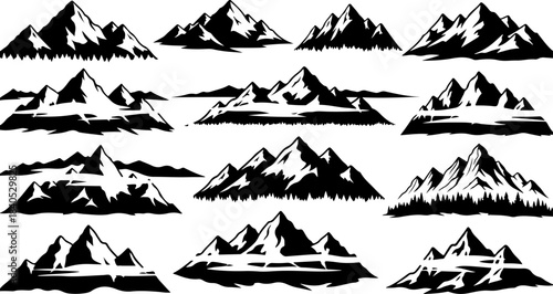 Hand-Drawn Mountain Silhouette Clipart Bundle”