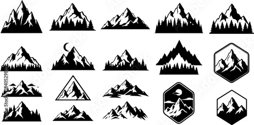 Hand-Drawn Mountain Silhouette Clipart Bundle”