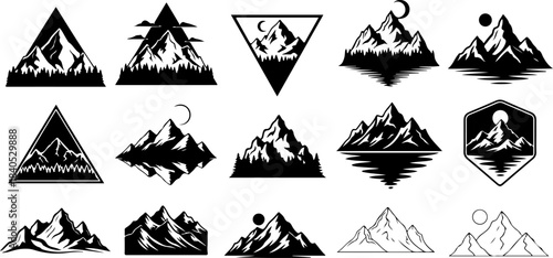 Hand-Drawn Mountain Silhouette Clipart Bundle”