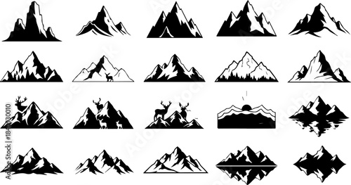 Hand-Drawn Mountain Silhouette Clipart Bundle”