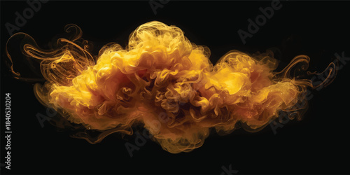 Abstract red, orange, and yellow flames of fire and smoke on a black background suggest heat, burning, danger, and energy