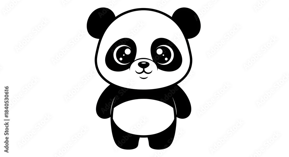 Fototapeta premium Adorable hand drawn cartoon panda standing upright