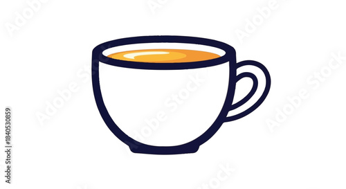 A simple white cup filled with a warm beverage.