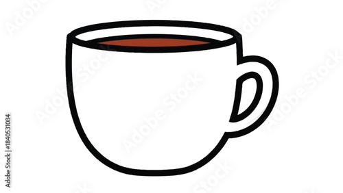 White coffee cup with dark liquid inside ready to drink.