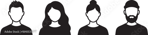 Set of Diverse User Profile Icons: Anonymous Business Avatars for Social Media Account Pictures, Teamwork, and Corporate Identity Display