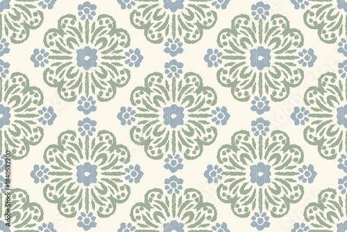 Ethnic abstract ikat fabric artwork with seamless patterns, combining tribal, indigenous and Mexican embroidery with Aztec geometric motifs. Ideal for rugs, wallpapers, throws, fabrics and clothing.