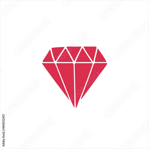 Vector illustration of a brilliant diamond stone, a luxury jewel icon, or precious heart-shaped gem design on a white background
