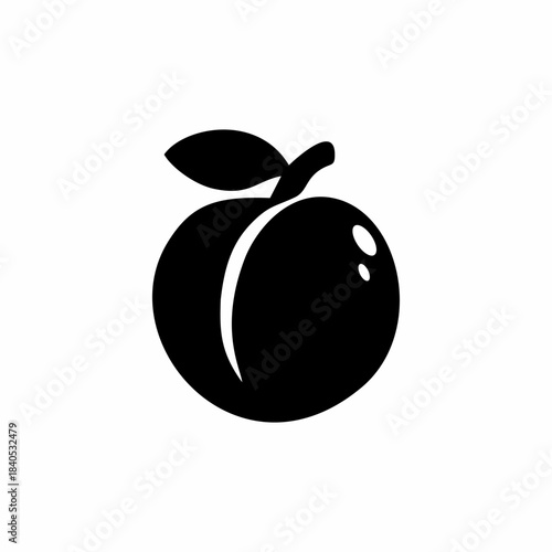 fruit icon with fine lines and black silhouette color