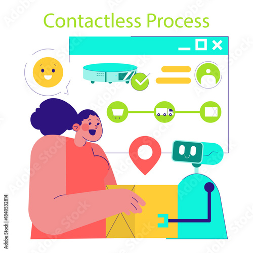 Contactless Vector Illustration of Automated Package Handling