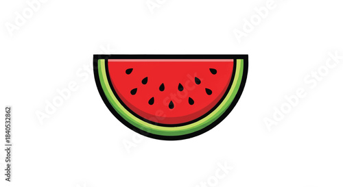 A vibrant slice of watermelon with black seeds.