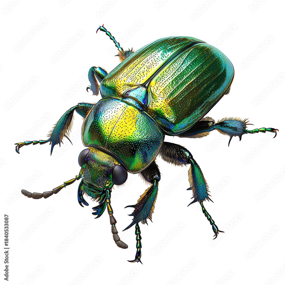 Fototapeta premium Colorful Metallic Beetle Illustration. Entomology And Nature Art Isolated On Transparent Background