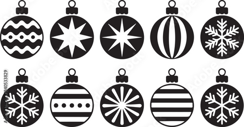 Set of christmas ball silhouette vector on tranparent background