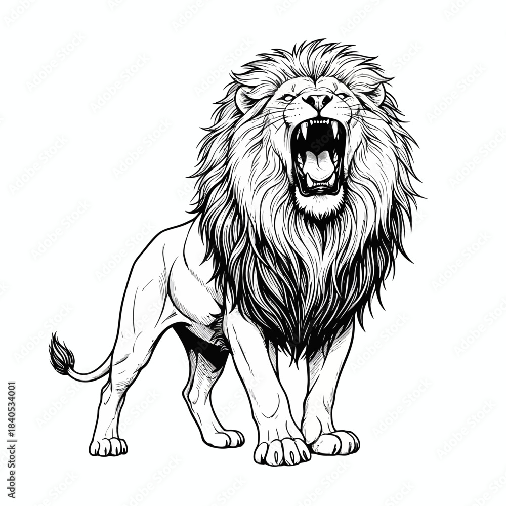 Obraz premium Roaring Lion Vector Illustration