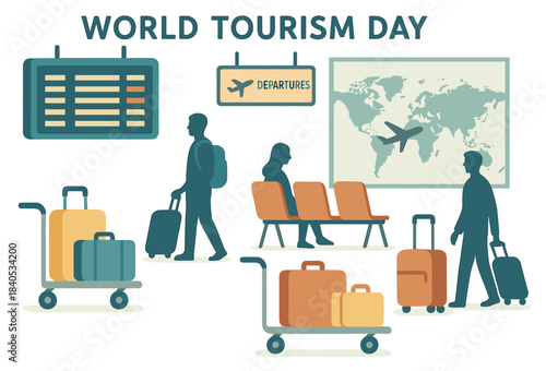 World tourism day celebration with travelers at an airport
