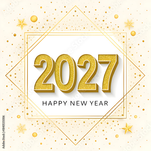 2027 New Year Festive Gold Glitter Sparkle on transparent background