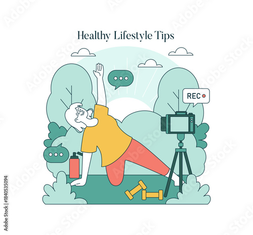 Person Filming Home Workout for Healthy Lifestyle Tips