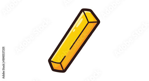 Golden French Fry Stick Isolated on White Background.