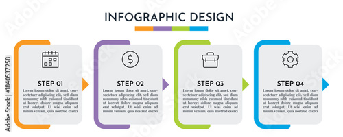 4 Option Infographics Rectangle Layout Template. Illustration Business Abstract Background. Infographics Design.