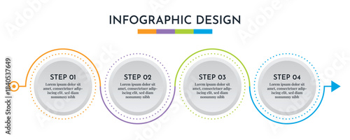 4 Step Infographics Circular Layout Template. Illustration Business Abstract Background. Infographics Design.