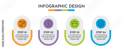 4 Option Infographics Layout Template. Illustration Business Abstract Background. Infographics Design.	