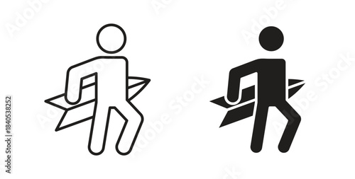 Surfer icon in simple flat trend modern graphic design abstract logotype element