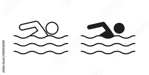 Swimming icon in simple flat trend modern graphic design abstract logotype element