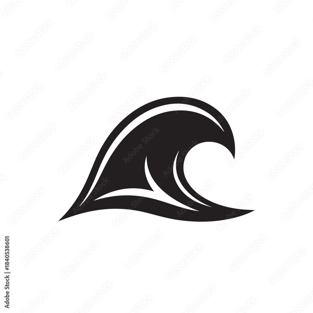 Obraz premium Wave icon in modern minimalist style with black color on white background for logo design