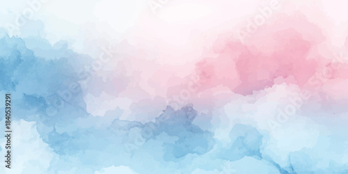 Abstract watercolor art background template. blue and pink watercolor backdrop empty space for text, banner, Abstract art piece features organic shapes resembling nature, foliage, misty landscapes,