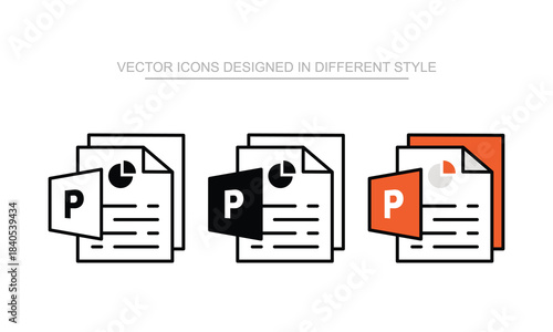 Powerpoint file icon set