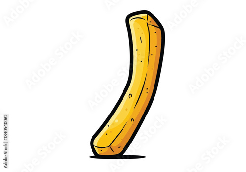 Cartoon French Fry with Bold Outline and Golden Hue.
