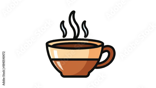 Illustration of a Steaming Cup of Coffee or Tea.