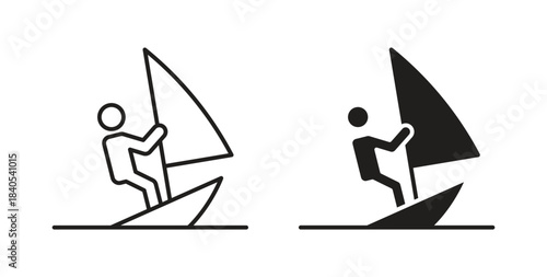 Windsurf icon in simple flat trend modern graphic design abstract logotype element