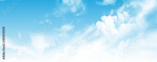Sky Blue, Cloud Background, Summer clear sky over. Vector