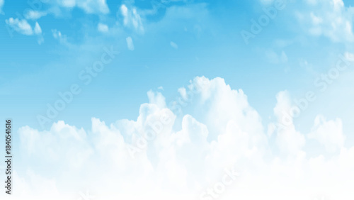 Sky Blue, Cloud Background, Summer clear sky over. Vector