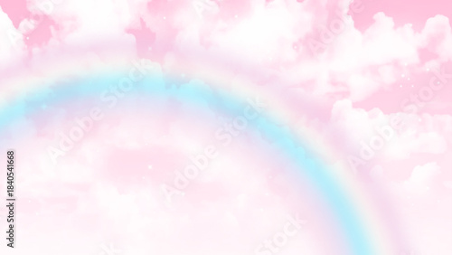 Pink sky with cloud and rainbow effect