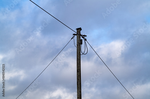 Wallpaper Mural Utility pole distributing electricity and communication cables in borken Torontodigital.ca