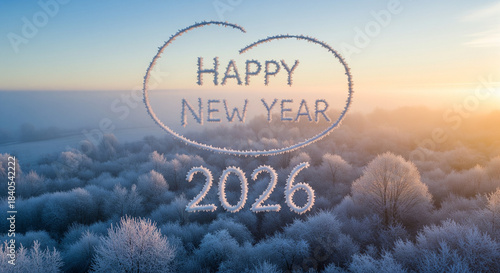 Frosty winter landscape with 