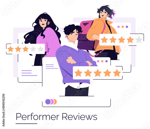 Performer Ratings with Star Feedback Vector Illustration