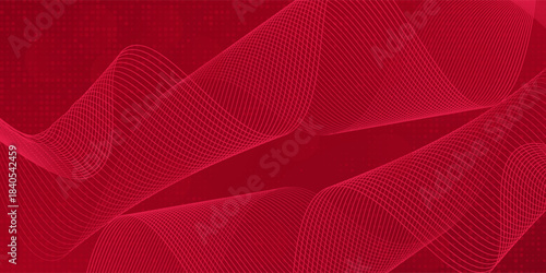Digital technology futuristic internet network connection red background, abstract cloud cyber information communication, Ai big data science, innovation future tech, line dot illustration vector 3d