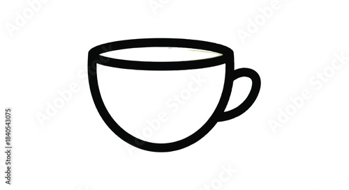 Simple Outline Drawing of a Coffee Cup with Handle.
