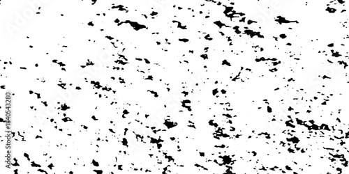 Distressed urban overlay spotted concrete grain surface grainy noise rust wall grunge black splatter and white background. damaged chalk crack rough ink wall texture.	
