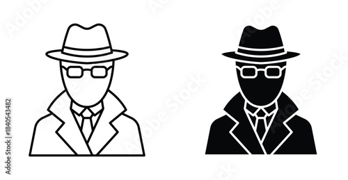 Spy icon. Line with editable stroke and flat for Web