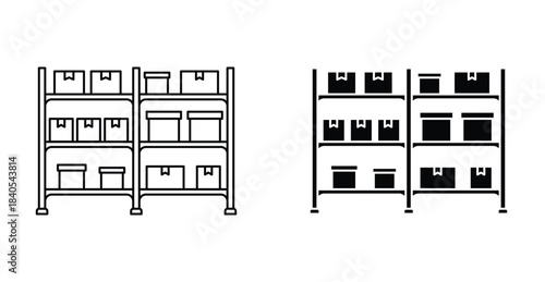 Storage rack icon. Line with editable stroke and flat for Web