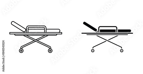 Stretcher icon set. Stretcher vector symbol in black filled and outlined style.