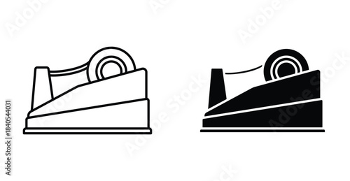 Tape dispenser icon. Line with editable stroke and flat for Web